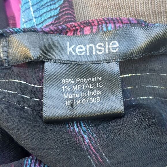 KENSIE SCARF PLALD Wrap PINK TURQUOISE METALIC TASSLED LG - Picture 8 of 8